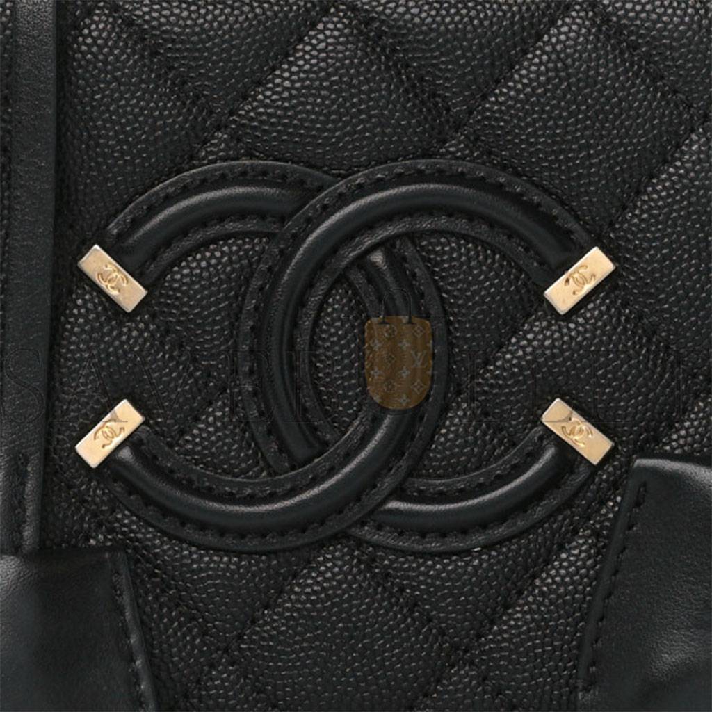 Ch*el caviar quilted small filigree vanity case black (16*13*7cm)